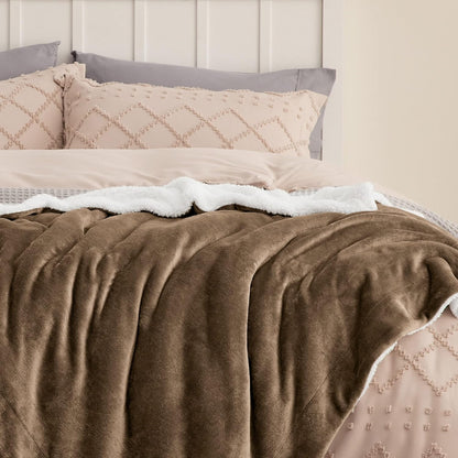 Bedsure GentleSoft Sherpa Fleece Throw Blanket for Couch, Non-Heated, Thick & Warm Cozy Blanket for Winter, Soft Fuzzy Plush Throw Gifts for Women and Men, Grey, 50x60 Inches