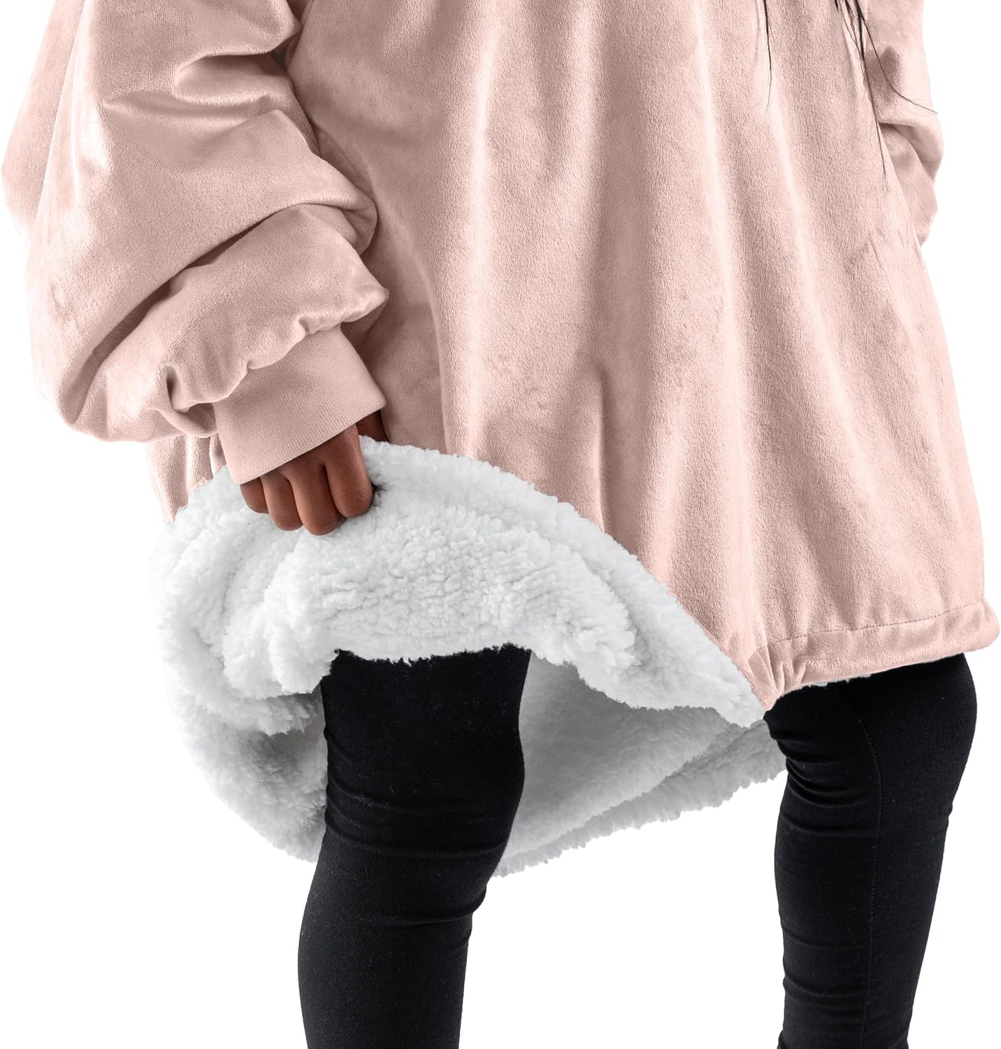 Bare Home Wearable Blanket Hoodie - Soft Plush Sherpa - Warm and Cozy - Oversized Wearable Blanket