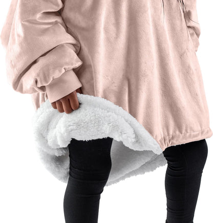 Bare Home Wearable Blanket Hoodie - Soft Plush Sherpa - Warm and Cozy - Oversized Wearable Blanket