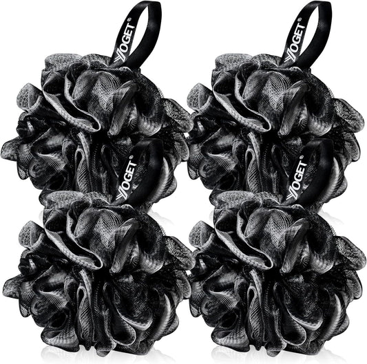 Yoget Bath Loofah Sponge, 4 Pack Black 60G Bath Sponges Body Scrubbers