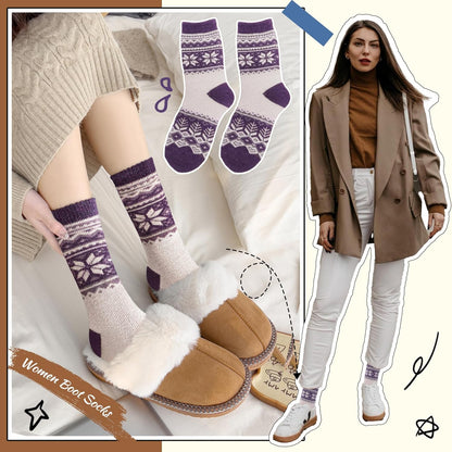 EBMORE Merino Wool Socks for Women Hiking Thermal Warm Winter Thick Boot Cozy Crew Comfy Work Socks for Ladies 5 Pairs