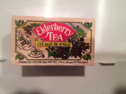 Elderberry Tea 25 Tea Bags Sealed in Decorative Wooden Box