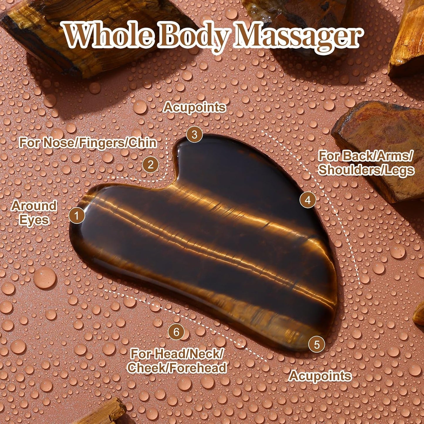 rosenice Gua Sha Facial Tools Guasha Tool Gua Sha Jade Stone Manual Massage Sticks for Jawline Sculpting and Puffiness Reducing for Face Body Tensions Reduce Festive Gifts