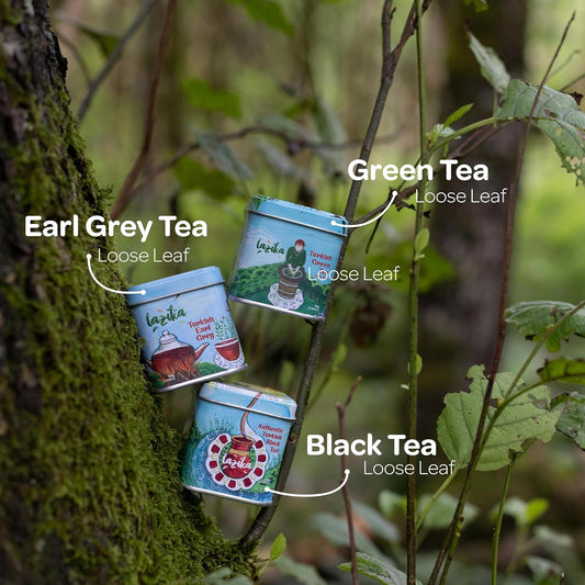Lazika Loose Leaf Tea Set, Black Tea, Green Tea, Earl Grey, Tea Gift Set, 3.35 Oz (Pack of 3)