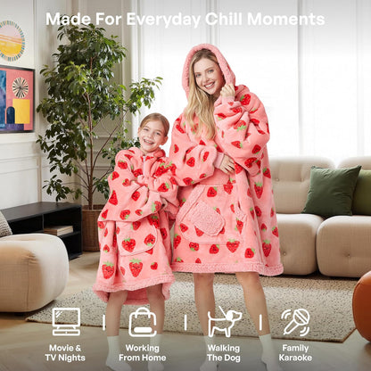 Giggling Getup Wearable Blanket Hoodie for Adults Gifts for Teen Girls Sister Women Sherpa Fleece Printed Hooded Blanket Sweatshirt Warm Cozy with Pocket & Sleeves Beige Cat
