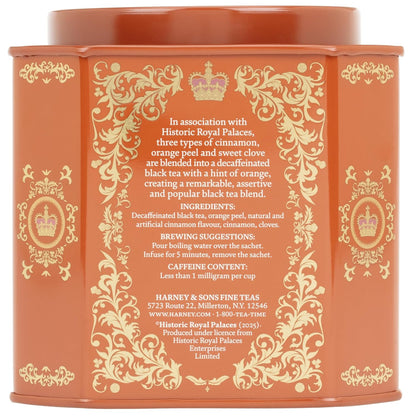 Harney & Sons Decaf Hot Cinnamon Spice Black Tea, 30 Sachets in Tin