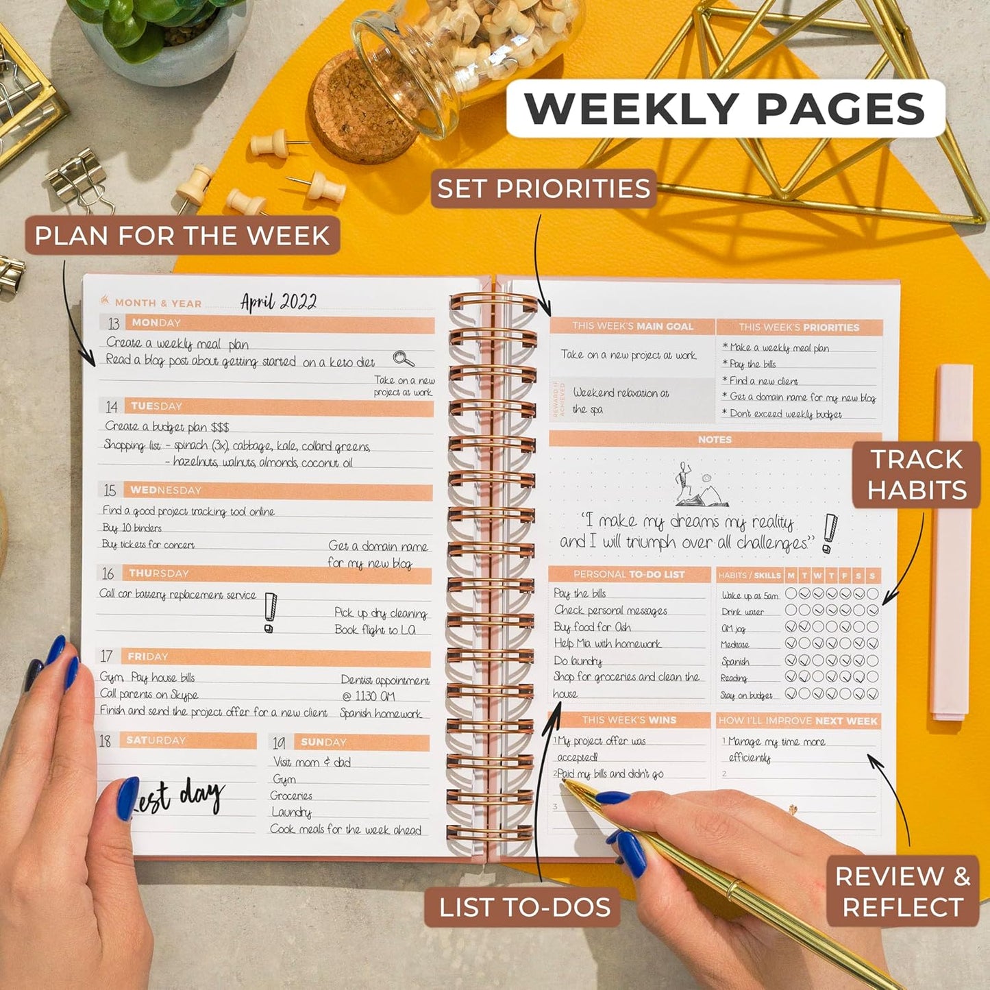 Clever Fox Planner 2nd Edition – Colorful Weekly & Monthly Goal Planner, Time Management & Productivity Organizer, Undated, A5 (Dark Teal)