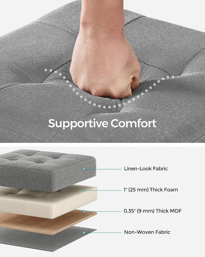SONGMICS Storage Ottoman, Small Ottoman Foot Rest with Legs, 12.6 x 15.7 x 13.2 Inches Foot Stool, Load up to 660 lb, for Living Room, Bedroom, Dorm, Slate Gray ULSF012G01
