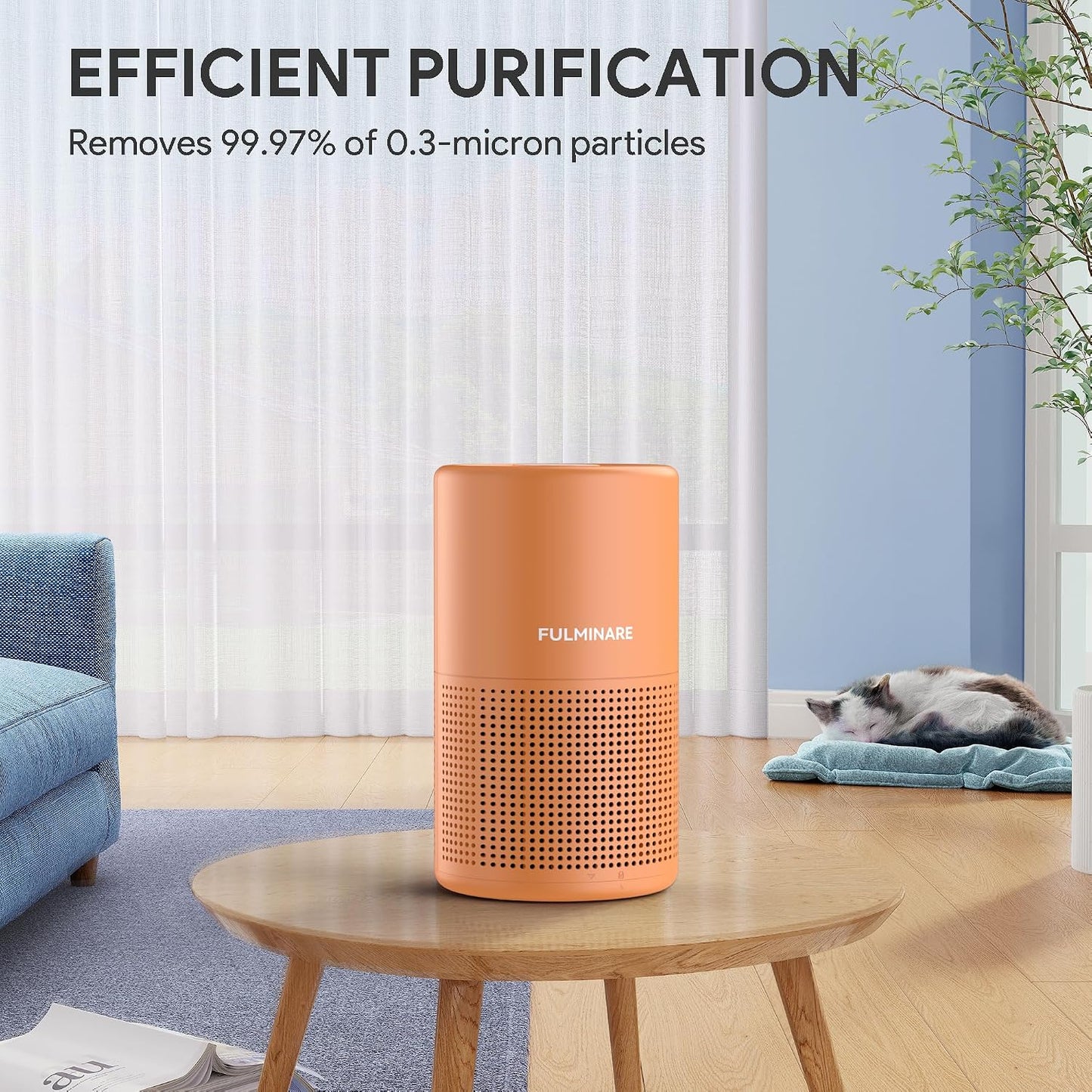 FULMINARE Air Purifiers for Home Bedroom H13 HEPA Air Purifier, 3 Speeds, Timer, 24dB, Small Mini Air Purifier with Night Light, Sage Green