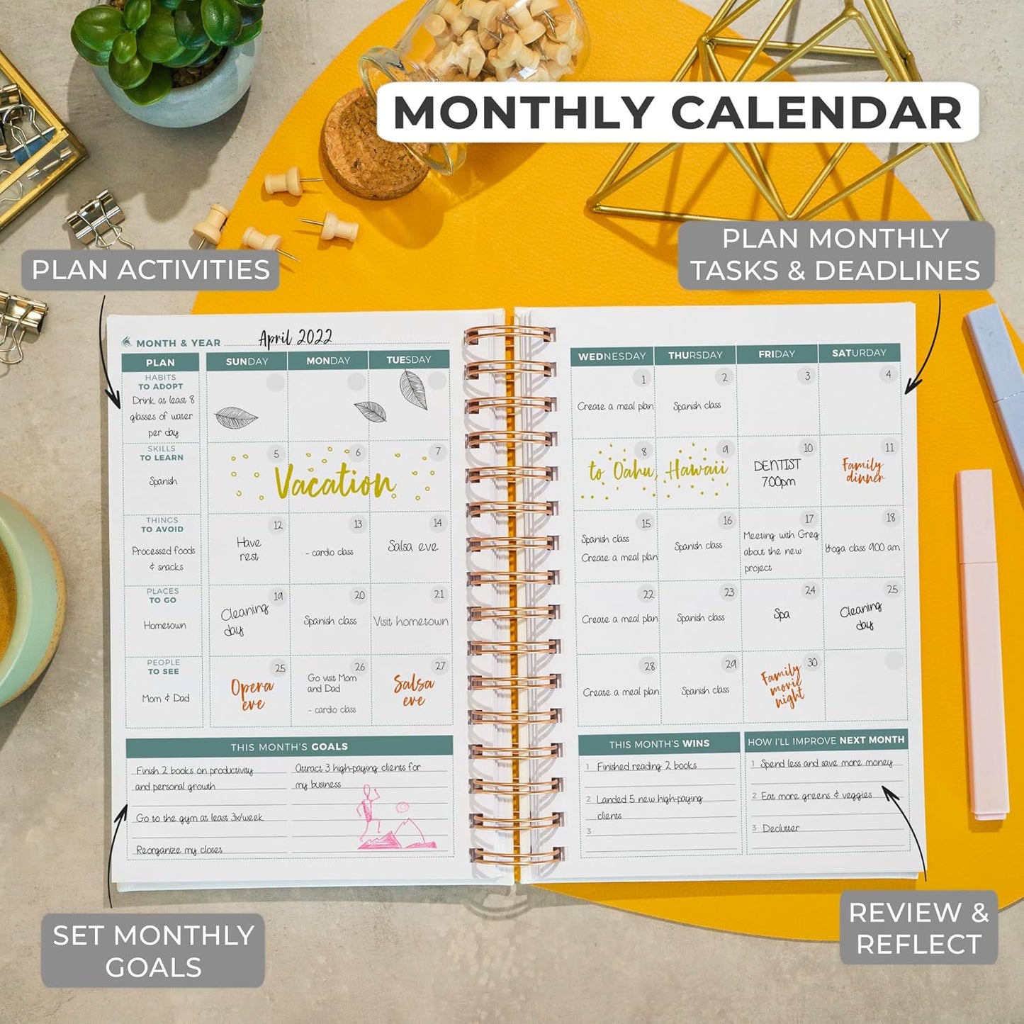 Clever Fox Planner 2nd Edition – Colorful Weekly & Monthly Goal Planner, Time Management & Productivity Organizer, Undated, A5 (Dark Teal)