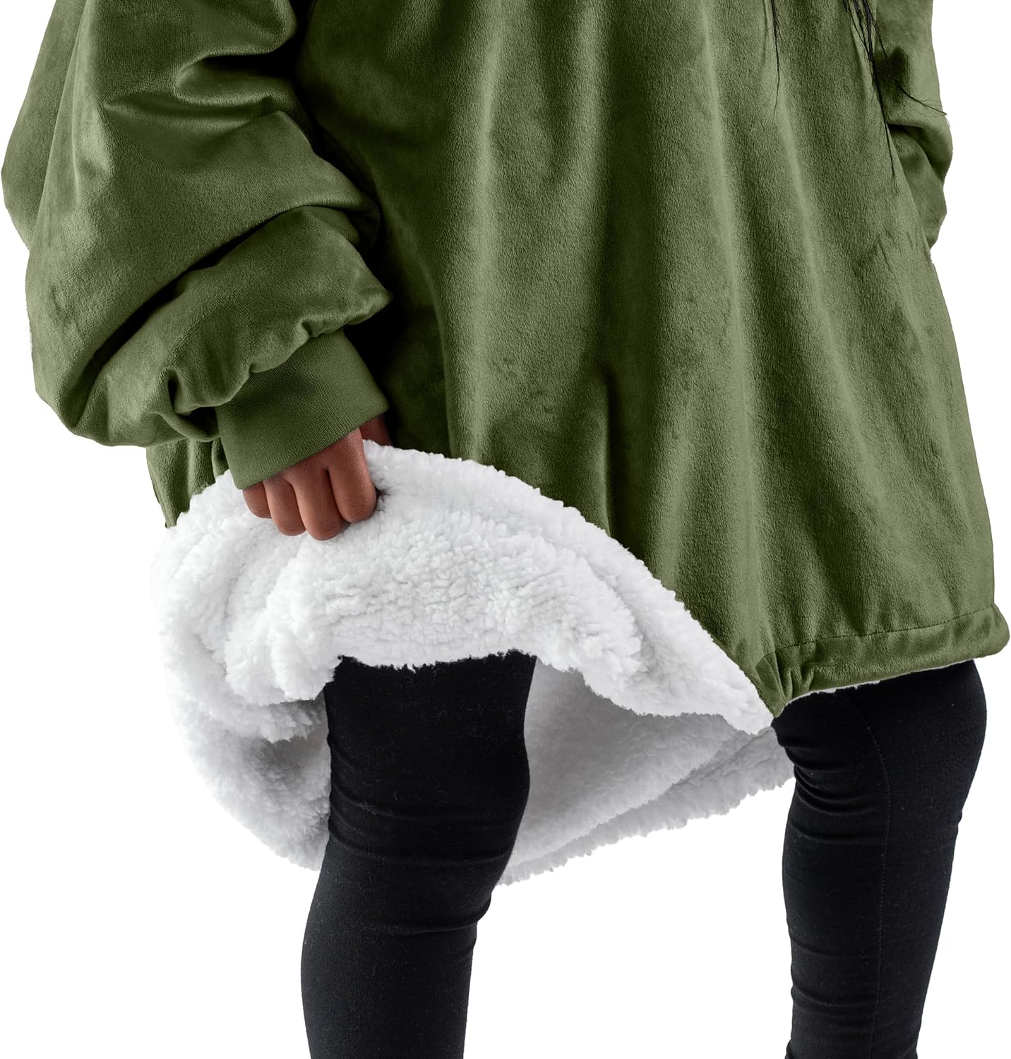 Bare Home Wearable Blanket Hoodie - Soft Plush Sherpa - Warm and Cozy - Oversized Wearable Blanket