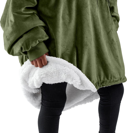 Bare Home Wearable Blanket Hoodie - Soft Plush Sherpa - Warm and Cozy - Oversized Wearable Blanket