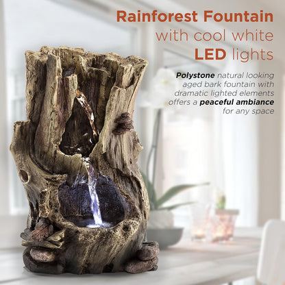 Alpine Corporatio 14" Tall Stoned Jar Cascading Water Fountain with LED Lights, Elegant Tabletop Water Feature for Home, Office, Living Room, and Bedroom Decor, Gray