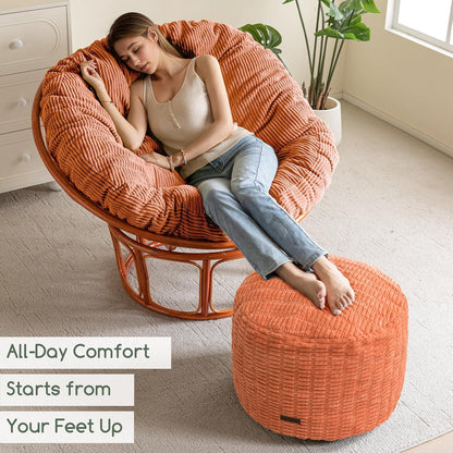 HIGOGOGO Pouf Ottoman Stuffed Round Modern Foam Filled Foot Rest Poufs for Living Room Chair Decorative 20 X 15 Inches Boho Relax Stool for Wedding Christmas Party, Beige