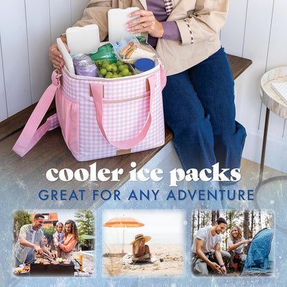 Cool Coolers by Fit & Fresh 4 Pack XL Slim Ice Packs, Quick Freeze Space Saving Reusable Ice Packs for Lunch Boxes or Coolers