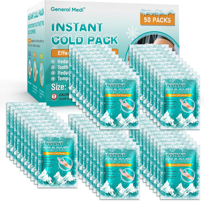 General Medi Instant Ice Cold Pack (4”x 5.5”) – 8 Packs Disposable Cold Therapy Ice Packs for Pain Relief, Swelling, Inflammation, Sprains, Toothache – for Athletes & Outdoor Activities