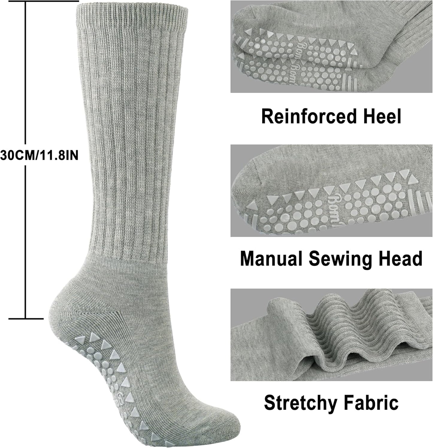 BomKinta Pilates Socks with Grips for Women - Yoga Grippy Slouch Scrunch Sock - Slipper Socks for Barre Workout Hospital