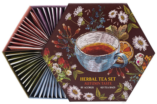 ACORUS Rituals Tea Set - Natural Fruit and Herbal Variety Pack, Tea Gift Set of 6 Different Teas, Sampler of 60 Bags Individually Wrapped