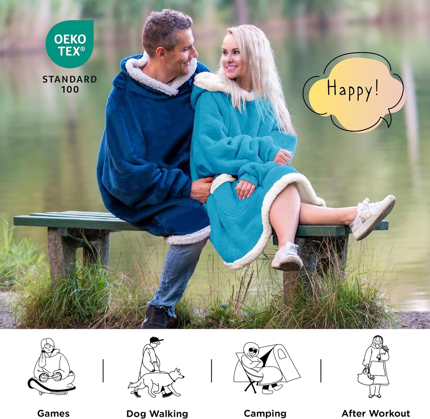 Bedsure Blanket Hoodie, Wearable Blanket Hoodie as Gifts for Mom, Birthday Gifts for Women Kids Teens Mother's Day Sherpa Sweatshirt, Grey, Standard