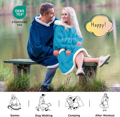 Bedsure Blanket Hoodie, Wearable Blanket Hoodie as Gifts for Mom, Birthday Gifts for Women Kids Teens Mother's Day Sherpa Sweatshirt, Grey, Standard