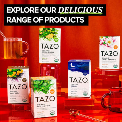 TAZO Organic Green Tea, Green Ginger, Caffeinated Tea, 16 Total Bags (Pack of 2)