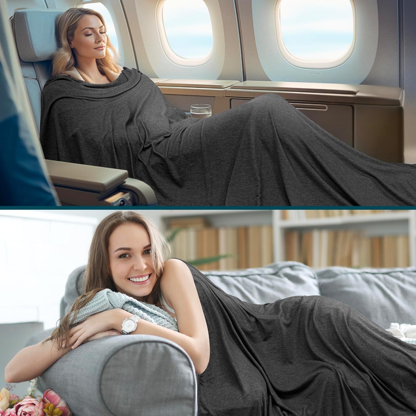 PAVILIA Travel Blanket Airplane Compact with Bag, Lightweight Soft Fleece Plane Blanket Long Flights, Camping Road Trips, Packable Travel Gift Essentials with Luggage Backpack Strap, 65x40, Purple