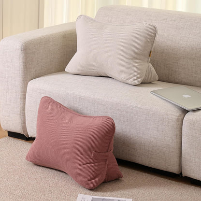 Pat. Pend. Corduroy Lumbar Support Back Pillow for Watching TV, Reading & Gaming, Ergonomic Triangle Support Cushion for Sofa, Armchair & Bed Sitting, Removable Washable Cover, Beige Gray
