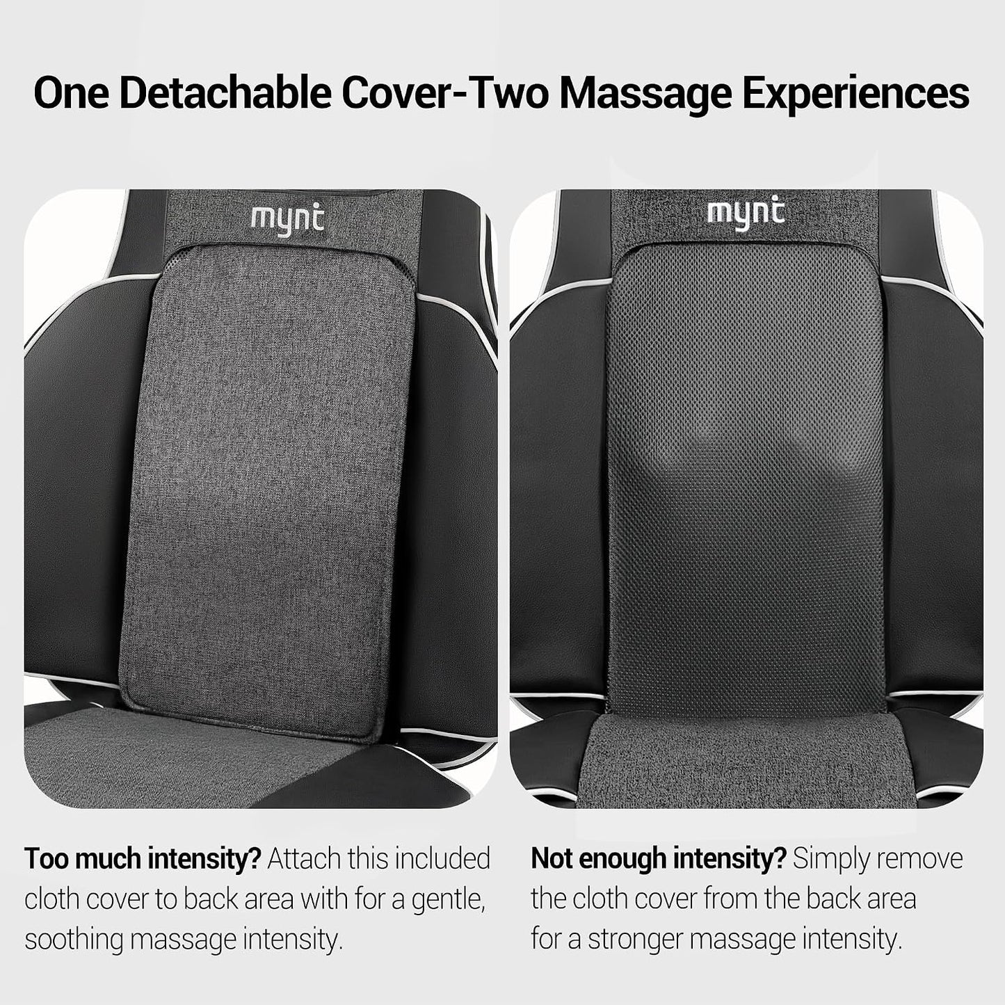 Mynt FSA Eligible HSA Approved Shiatsu Neck and Back Massager for Chair with 10 Deep Kneading Nodes, 2D & 3D Back Massage with Heat, Portable Spot Massage Chair Pad (Black)