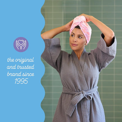 Turbie Twist 2-Pack Microfiber Hair Towel for Beauty, Travel, Gifting - Hair Wrap Turban for Straight, Wavy & Curly Hair - Premium Personal Care - Dark Purple & Light Purple