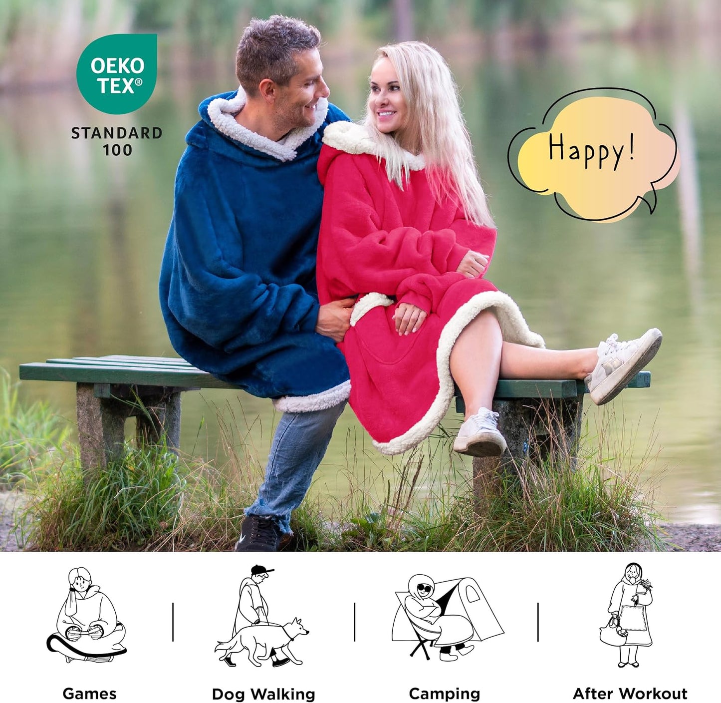 Bedsure Blanket Hoodie, Wearable Blanket Hoodie as Gifts for Mom, Birthday Gifts for Women Kids Teens Mother's Day Sherpa Sweatshirt, Grey, Standard