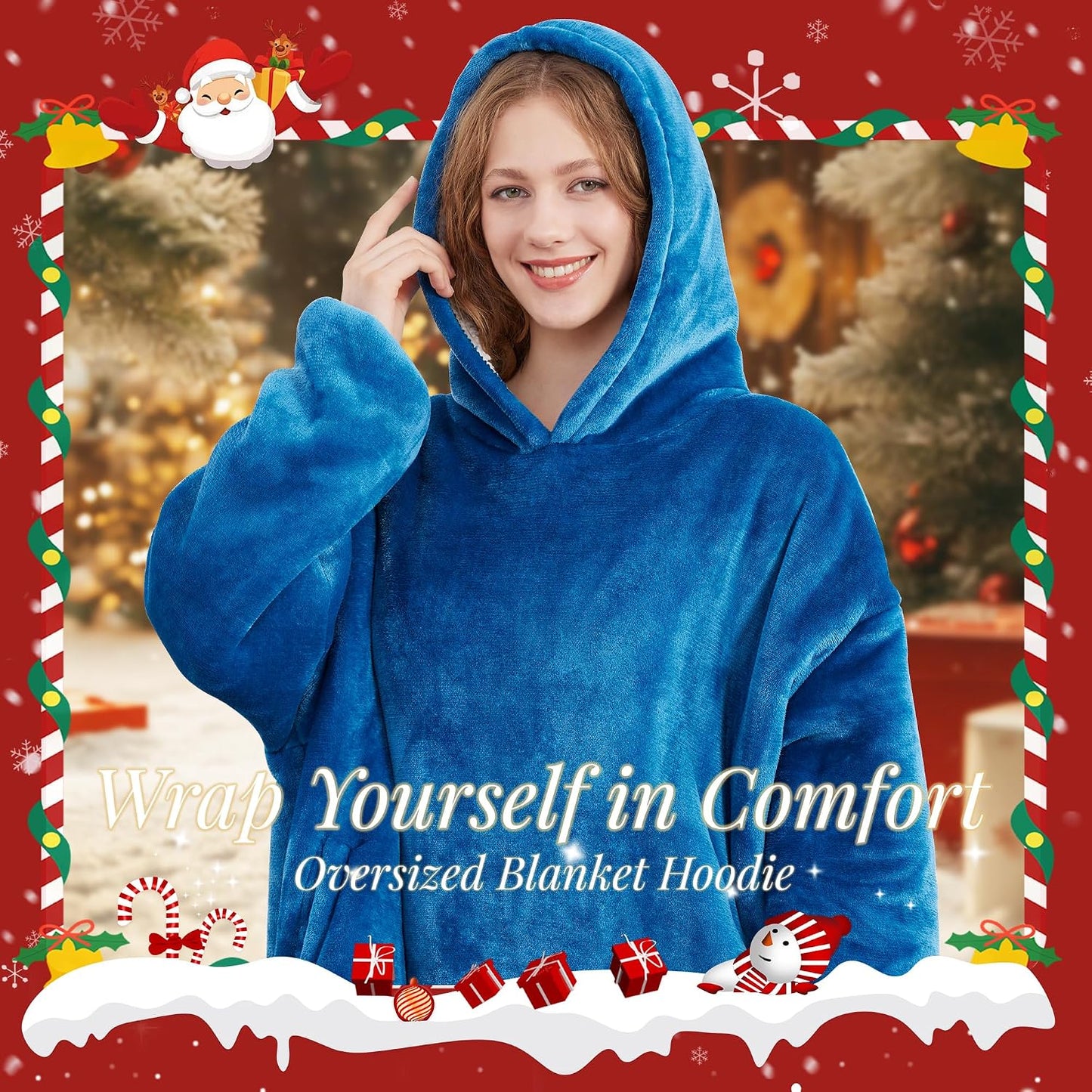 AmyHomie Wearable Blanket Hoodie for Adults & Teens,Oversized Sherpa Hooded Blanket,Warm Cozy Blanket Sweatshirt as Christmas Birthday Gifts for Women Men