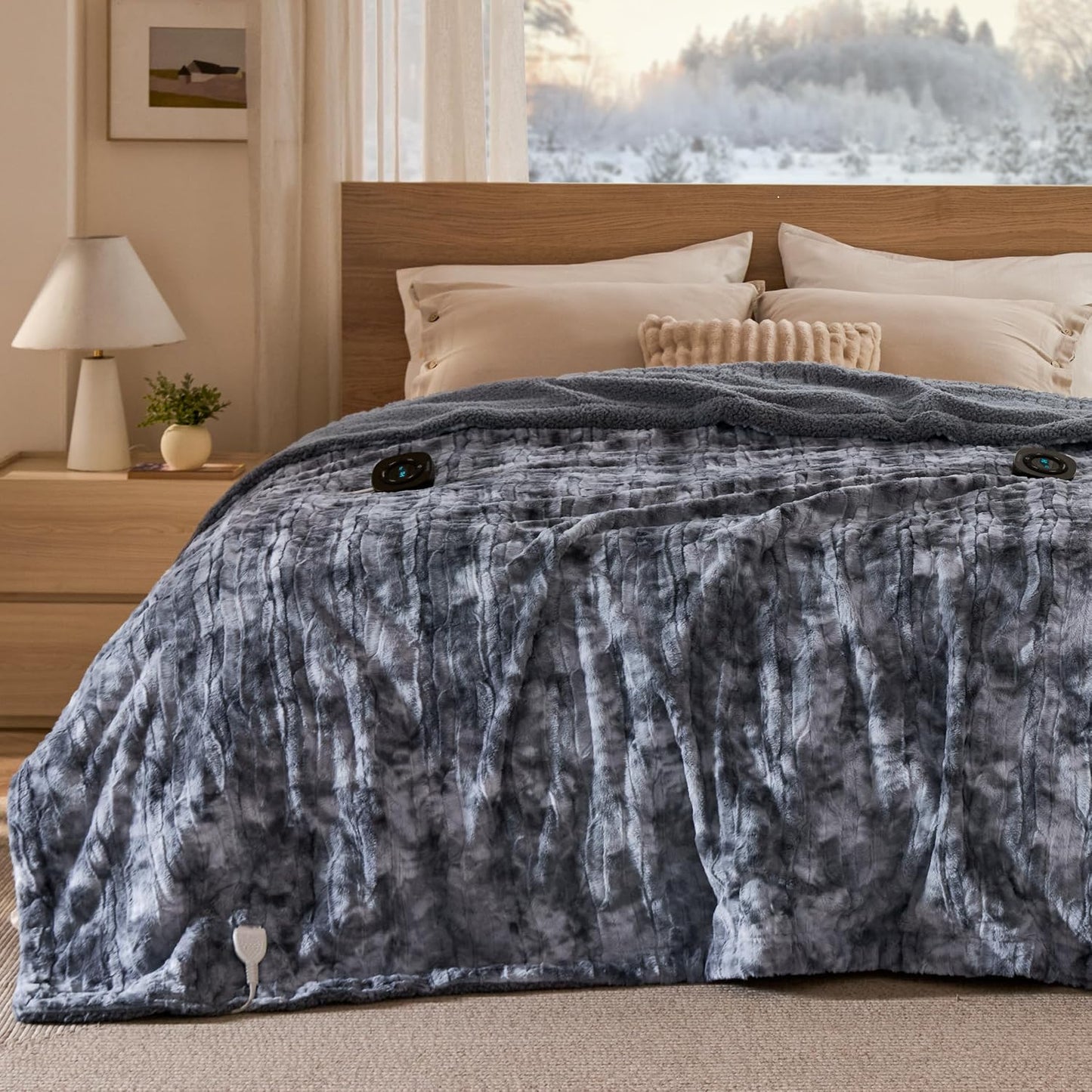 Bedsure Heated Blanket Throw Blanket with Preheat Function - Fast Heating Electric Blanket, Soft Flannel Throw with 6 Time Settings(Up to 10H), 6 Heating Settings, Gifts for Grandma (50"x60", Cream)