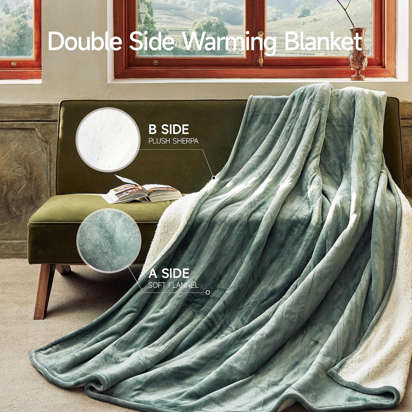 GOTCOZY Heated Throw Blanket, 50''X60'' - Soft Silky Plush Electric Blanket with 4 Heating Levels & 3 Hour Auto Off, ETL Certified, Machine Washable (Grey)