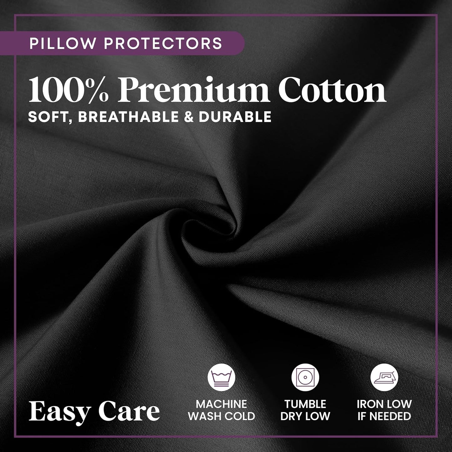CirclesHome Pillow Protectors 4 Pack Standard Zippered - 100% Cotton Breathable Pillowcases - Protects Pillows from Dirt, Dust and Debri (Standard - Set of 4 - 20x26)