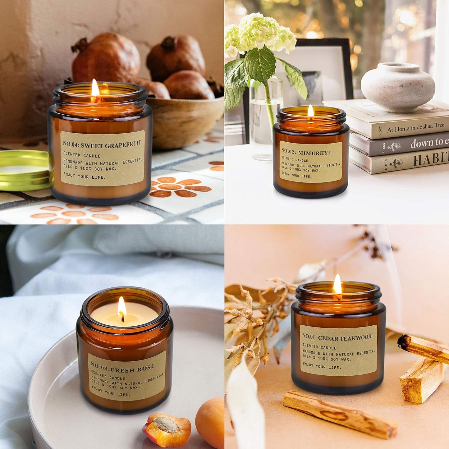6-Pack Scented Candles for Home, 3.5 Oz Soy Wax Aromatherapy Candle Gift Set, Lavender Chamomile, Eucalyptus Mint & Vanilla, Birthday Gifts for Women, Thank You Graduation Gifts
