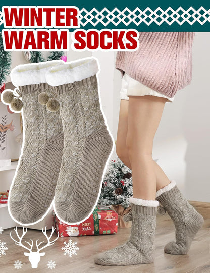 Welwoos Womens Slipper Fuzzy Grips Socks Fluffy Winter Warm Thick Thermal Cozy Plush Non Slip Cabin Soft Fleece Socks