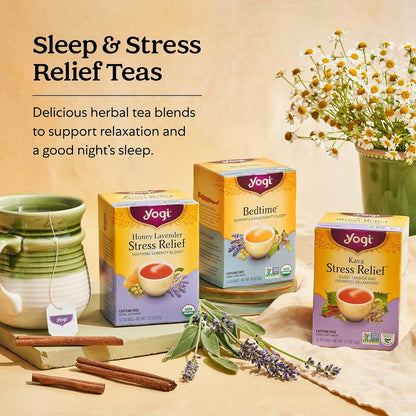 Yogi Tea Relaxation & Stress Relief Variety Pack – 16 Bags per Pack (3 Packs) - Relaxing Sampler - Includes Honey Lavender, Bedtime & Comforting Chamomile