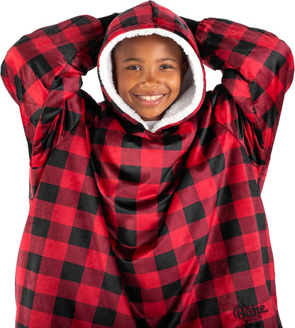 Bare Home Wearable Blanket Hoodie - Soft Plush Sherpa - Warm and Cozy - Oversized Wearable Blanket