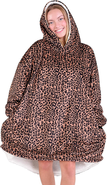 Bare Home Wearable Blanket Hoodie - Soft Plush Sherpa - Warm and Cozy - Oversized Wearable Blanket