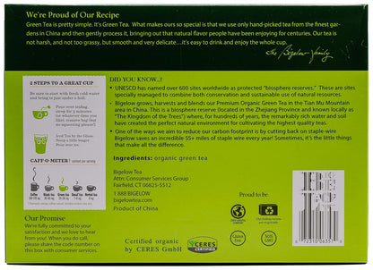 Bigelow Premium 100-Percent Organic Green Tea 150-Count Box, Individually Wrapped