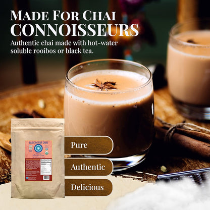 Blue Lotus Chai - Rooibos Flavor Masala Chai - Makes 65 Cups - 2 Ounce Masala Spiced Chai Powder with Organic Spices - Instant Indian Tea No Steeping - No Gluten