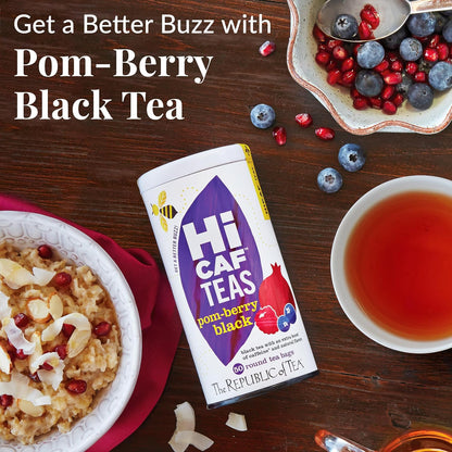 The Republic of Tea HiCAF Pom Berry Black Tea, High Caffeine, 50 Count