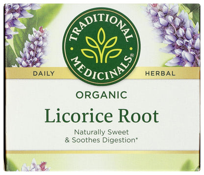 Traditional Medicinals Tea, Organic Licorice Root, Soothes the Digestive Tract & Promotes Respiratory Health - Kosher, Non-GMO, Caffeine-Free - 16 Tea Bags