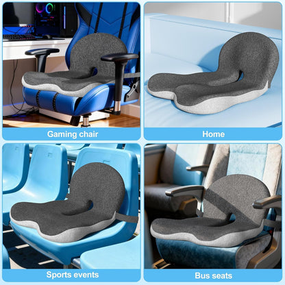 Truck Driver Seat Cushion, Memory Foam L-Shaped Ergonomic Cushion for Office Chairs, Comfort & Support for Long Sitting