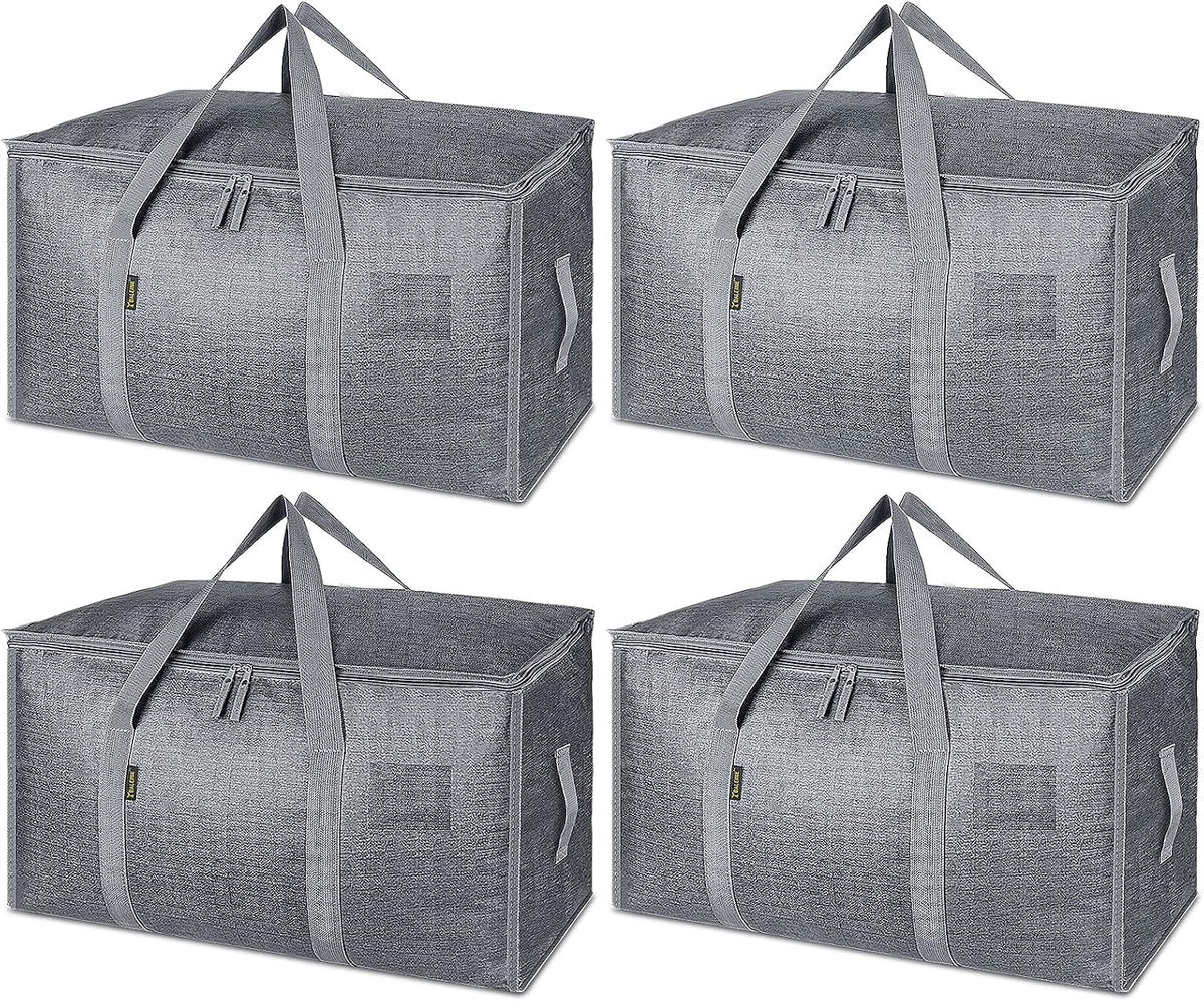 BALEINE Oversized Moving Bags with Reinforced Handles, Heavy-Duty Storage Tote for Clothes, Moving Supplies (Clear)