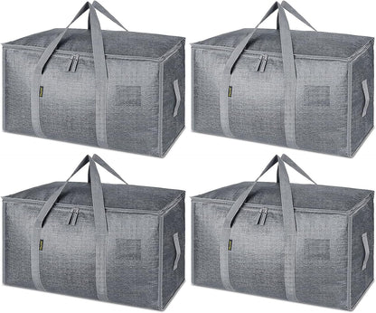 BALEINE Oversized Moving Bags with Reinforced Handles, Heavy-Duty Storage Tote for Clothes, Moving Supplies (Clear)