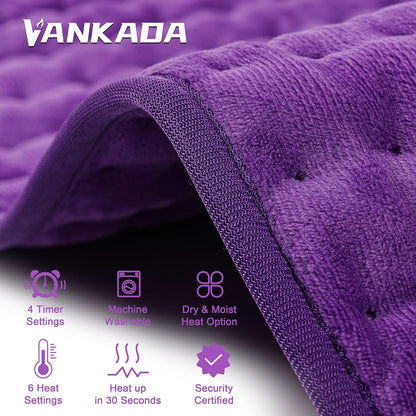 Heating Pad Electric Heat Pad, Hot Heated Pad,Multiple Temp and Timer Settings,Suitable for Shoulders, Neck, arms, Abdomen, Back, Legs, etc. (Silver Gray, 24"X12")