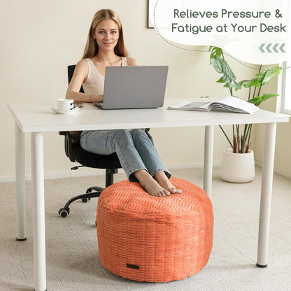 HIGOGOGO Pouf Ottoman Stuffed Round Modern Foam Filled Foot Rest Poufs for Living Room Chair Decorative 20 X 15 Inches Boho Relax Stool for Wedding Christmas Party, Beige