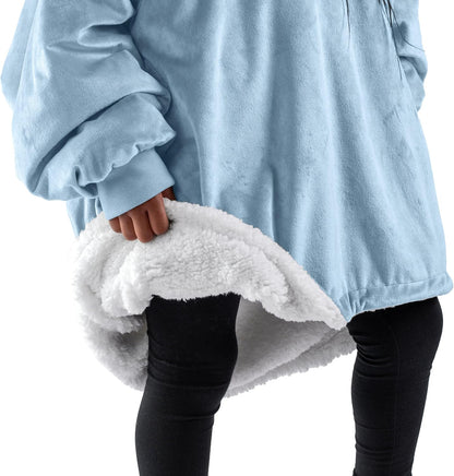 Bare Home Wearable Blanket Hoodie - Soft Plush Sherpa - Warm and Cozy - Oversized Wearable Blanket