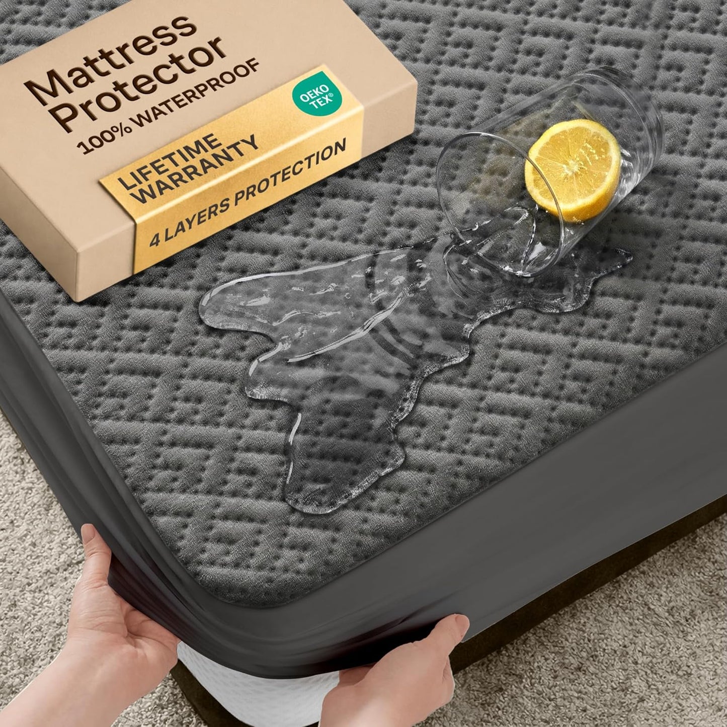 100% Waterproof Queen Mattress Protector - 360 Pad Protection Against Spills, Stains & Accidents for Parents & Pet Owners - Noiseless & Cooling Viscose Made from Bamboo (White)